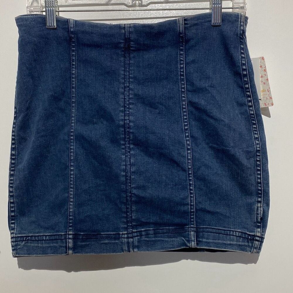 Free People Women's Blue Denim Modern Femme Mini Skirt Size 10‎ NWT